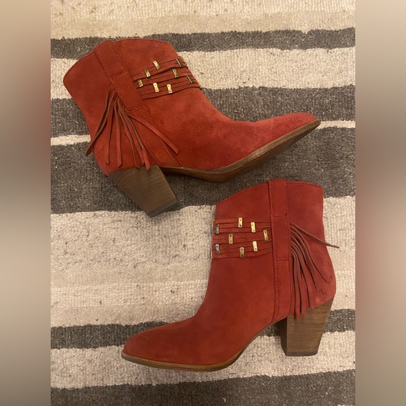 Frye Red Short Fringe Cowboy Boot - Picture 1 of 4